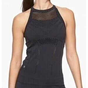 Athleta Black Diamond Mesh Trophy Tank Top Workout Vent Cutout Racerback S